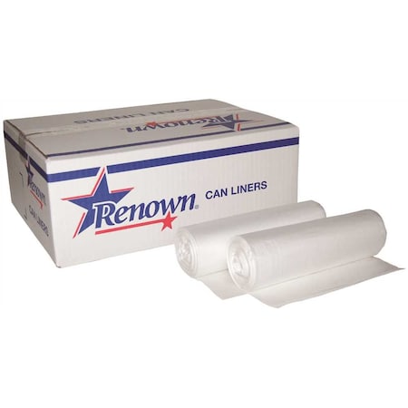 Renown 25 Gal. Natural 0.5 mil 30 in. x 36 in. Can Liner, 250PK REN22506RL